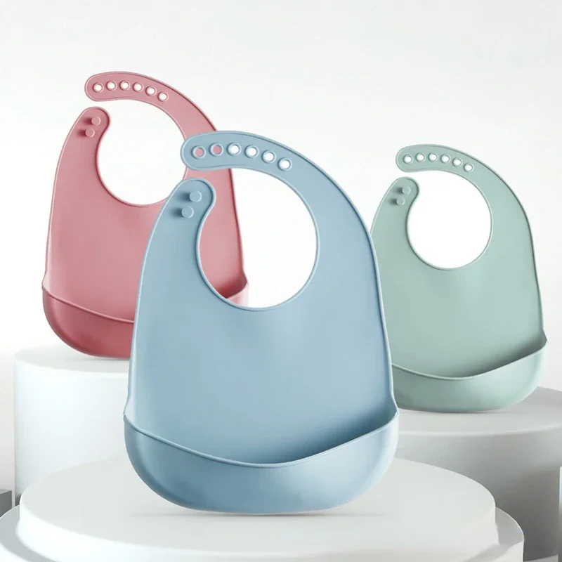 Waterproof Baby Bibs Silicone - 1-3 Baberos Ajustables Impermeables para Bebé,
