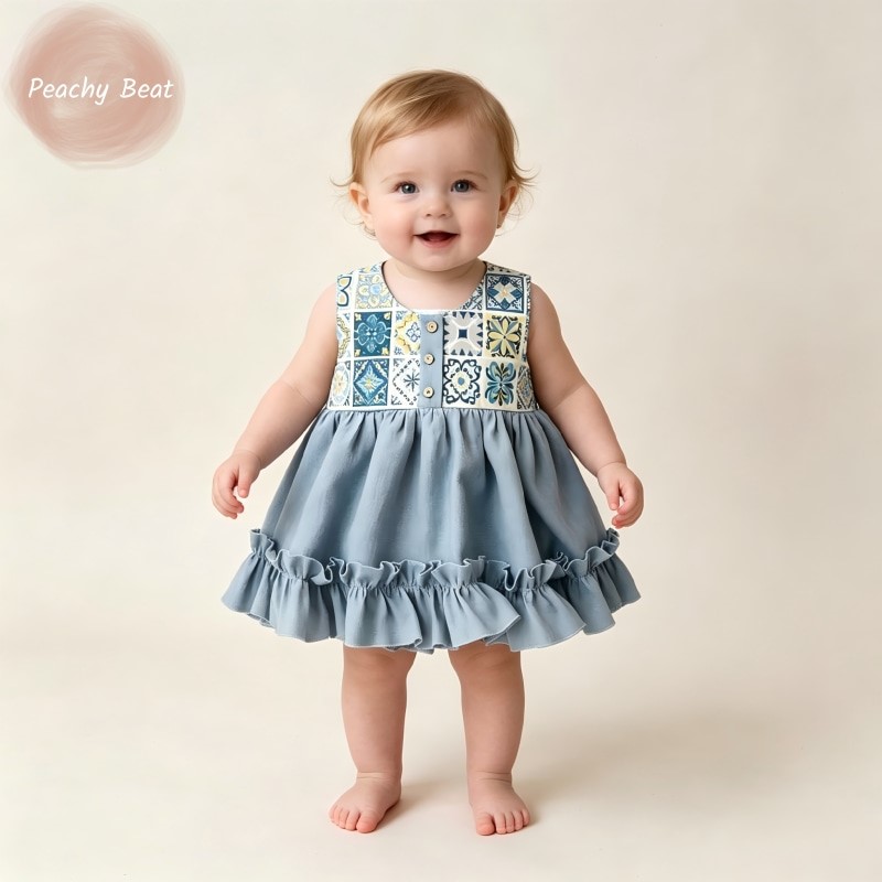 Baby Summer Linen Sleeveless Jumpsuit - Conjunto de Ropa de Verano para