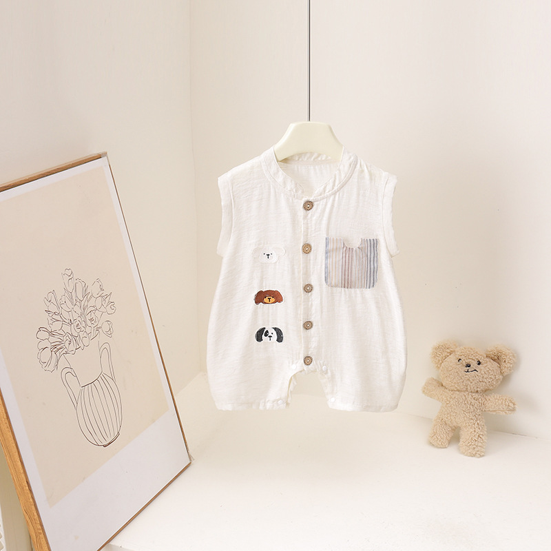 Mono de verano para bebés, mon - Baby Summer Linen Sleeveless Jumpsuit reseña y precio